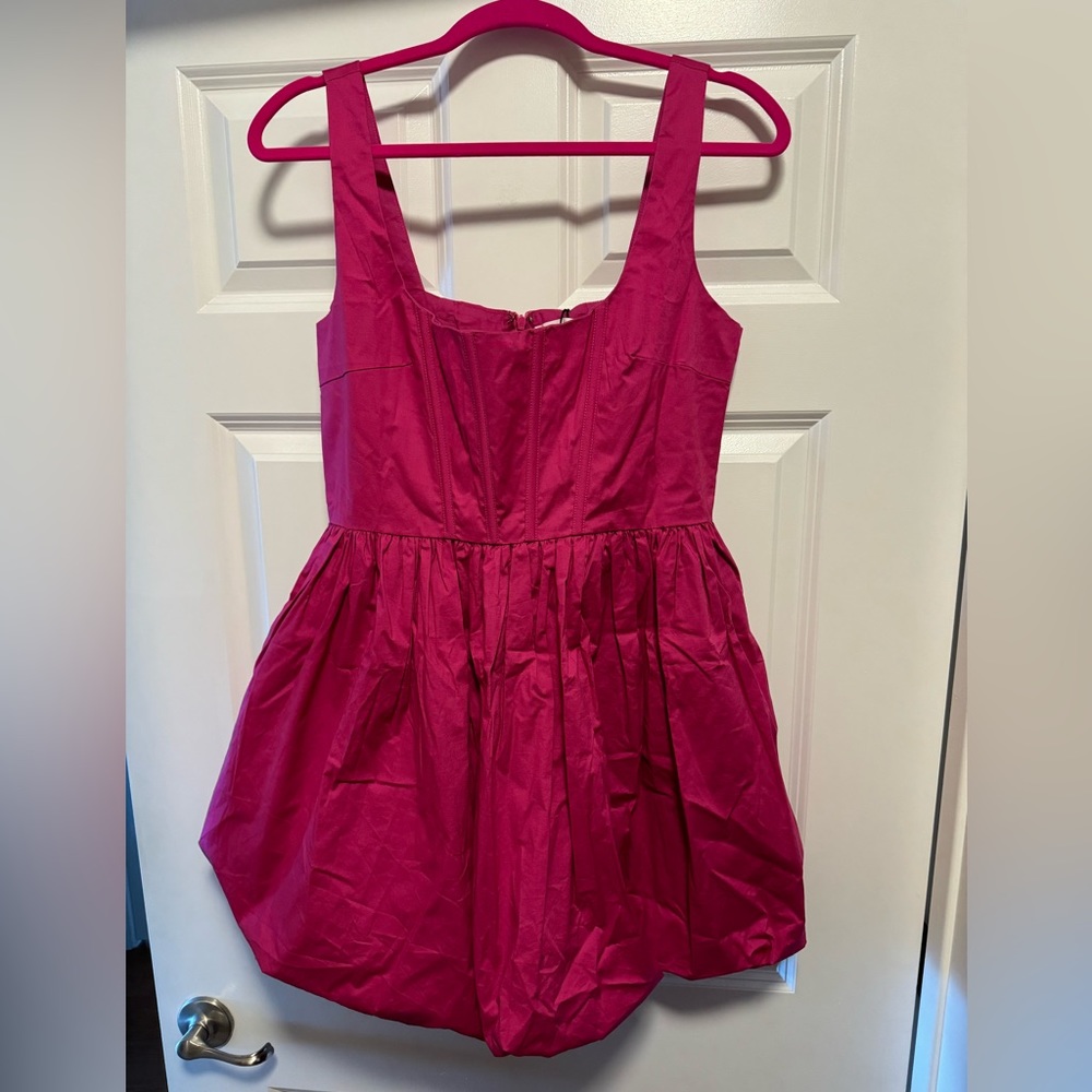 Showpo. BRIANDA MINI DRESS - CORSET BODICE BUBBLE DRESS IN BERRY